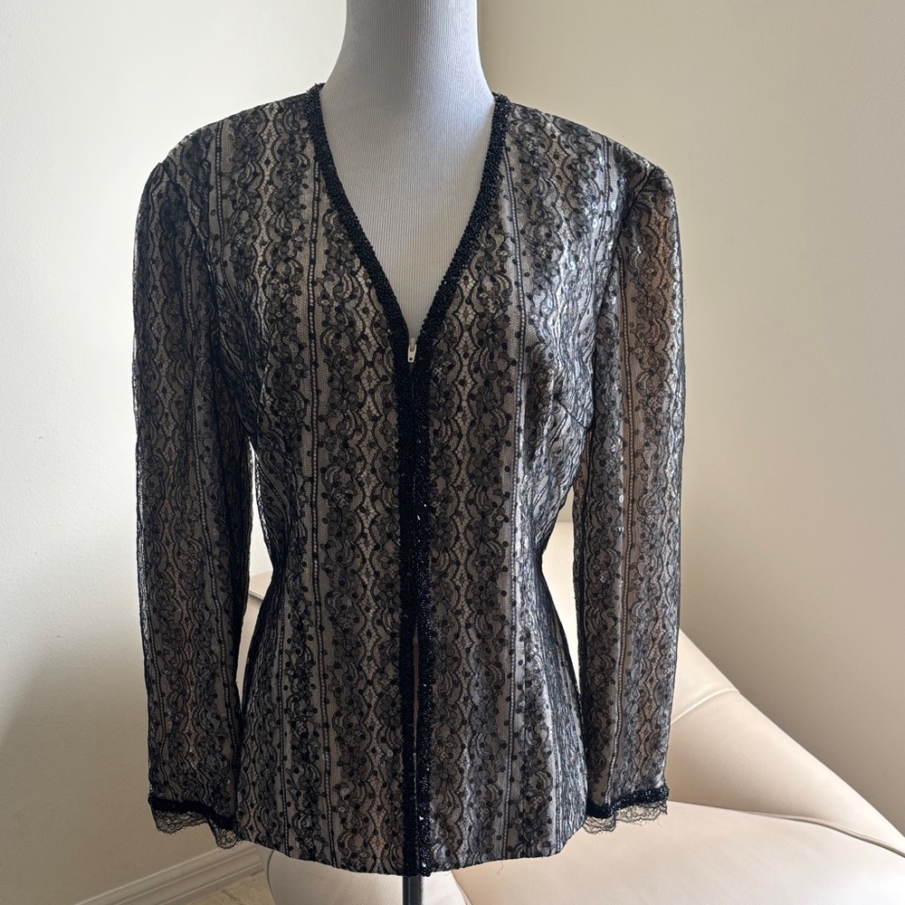 Elegant Black Lace Women's Top ( Vintage )